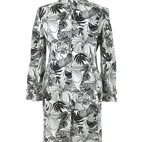 AMANDA SMITH Light Coat Tailored Black/White Pattern Buttons Cotton Blend Sz 14 - Picture 3 of 7